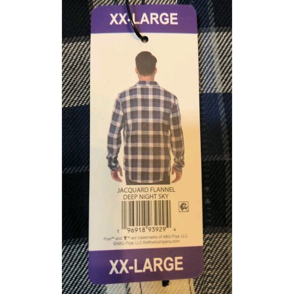 New Frye Jacquard Button Up Men's XXL L/S Flannel Shirt Deep Night Sky Blue NWT - Picture 6 of 10